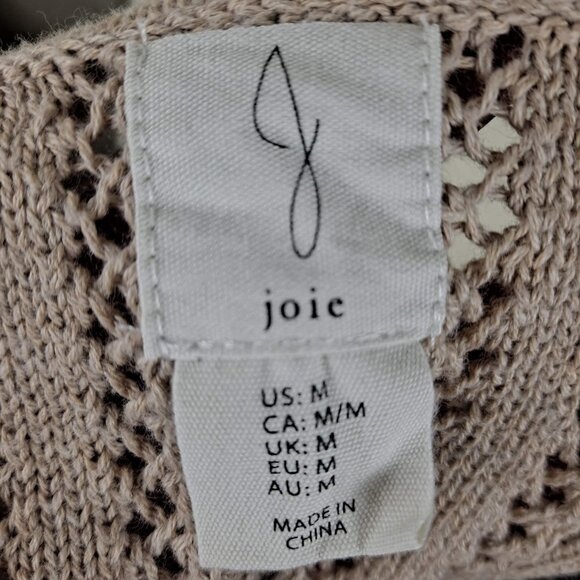 Joie Size Medium Tan Sleeveless V-neck Open Weave Pullover Sweater Cotton/Poly - Picture 9 of 12